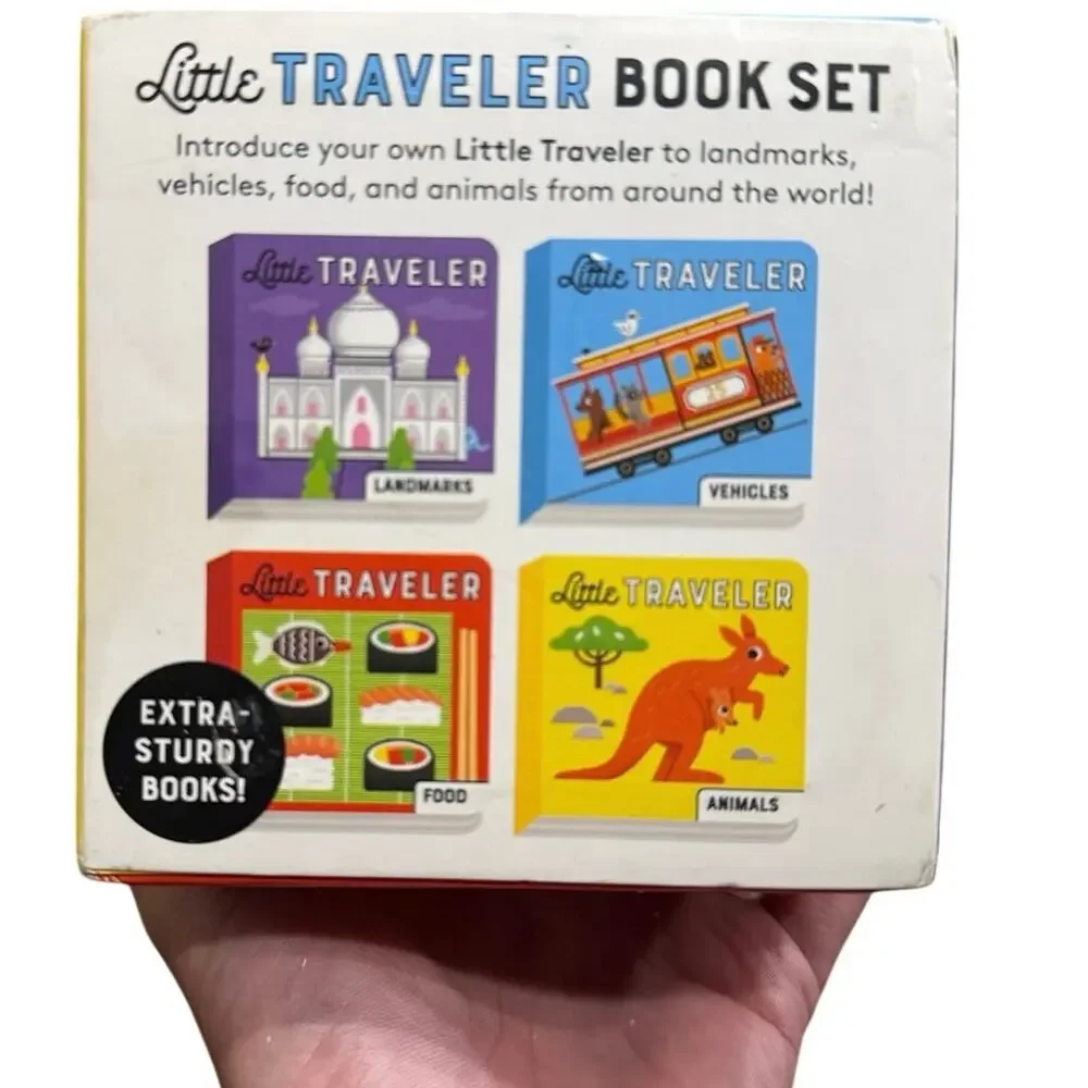 Little Traveler Board Book Set 4 Mini Books Landmarks Food Animals VGUC